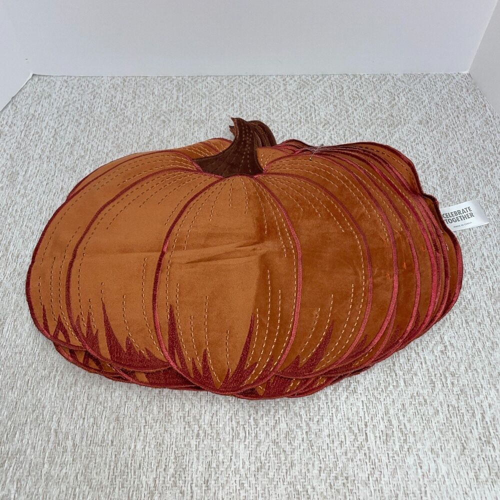 Celebrate Together Fall Pumpkin Thanksgiving Table Setting Placemats Set of 6